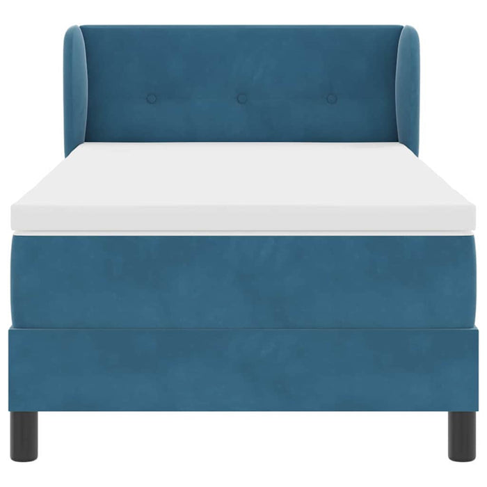 Pat cu arcuri cu headboard Albastru închis 100 x 200 cm Catifea WALTI