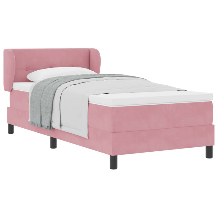 Pat cu arcuri cu headboard Roz 100 x 200 cm Catifea WALTI