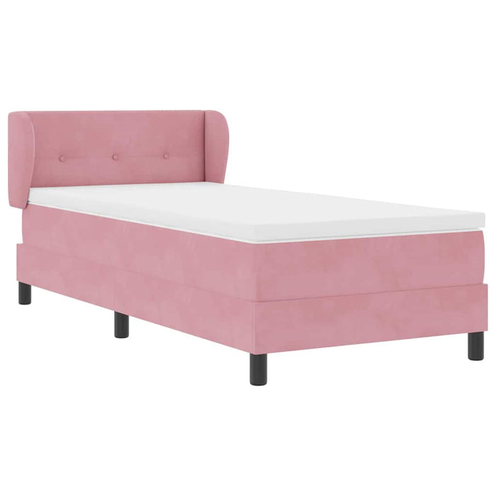 Pat cu arcuri cu headboard Roz 100 x 200 cm Catifea WALTI