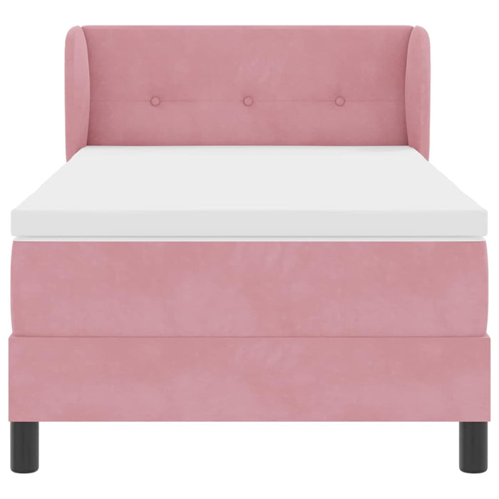 Pat cu arcuri cu headboard Roz 100 x 200 cm Catifea WALTI