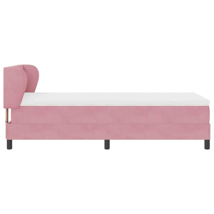 Pat cu arcuri cu headboard Roz 100 x 200 cm Catifea WALTI