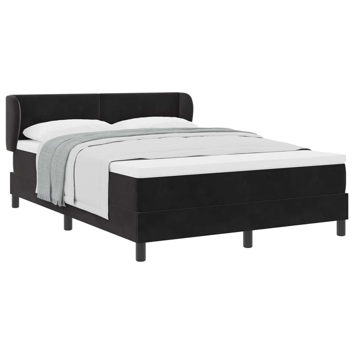 Pat cu arcuri cu saltea cu headboard Negru 140 x 190 cm Catifea - WALTI WALTI
