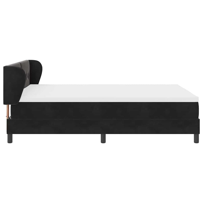 Pat cu arcuri cu saltea cu headboard Negru 140 x 190 cm Catifea - WALTI WALTI