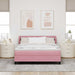 Pat cu arcuri cu saltea cu headboard Roz 140 x 190 cm Catifea - WALTI WALTI
