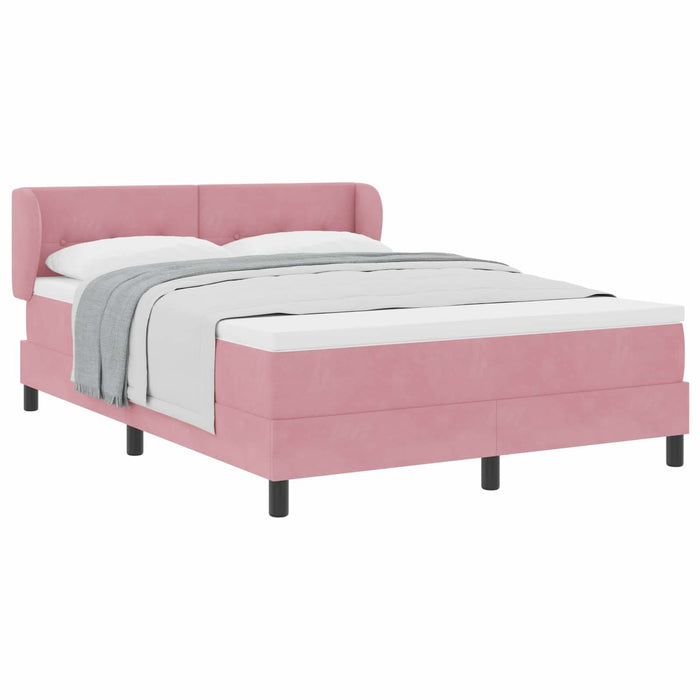 Pat cu arcuri cu saltea cu headboard Roz 140 x 200 cm Catifea - WALTI WALTI