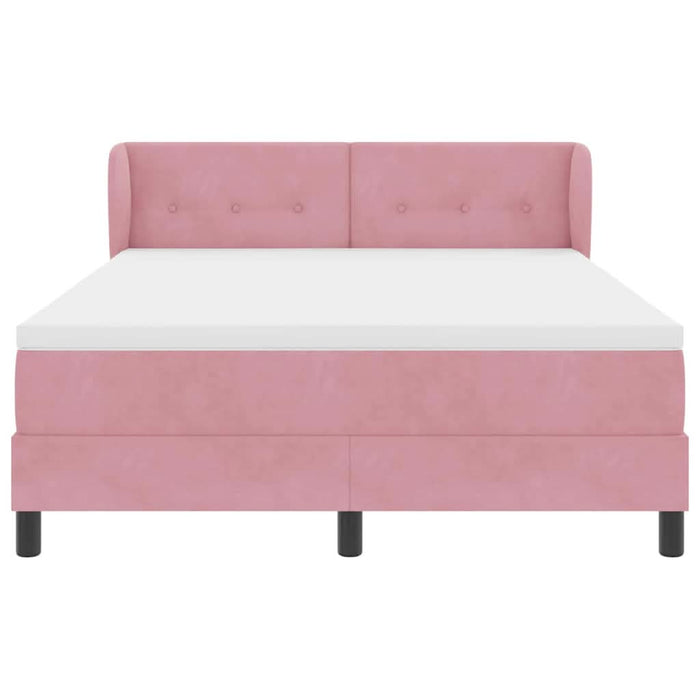 Pat cu arcuri cu saltea cu headboard Roz 140 x 200 cm Catifea - WALTI WALTI