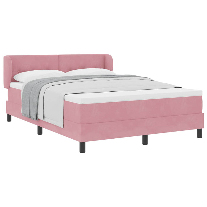 Pat cu arcuri cu saltea cu headboard Roz 160 x 200 cm Catifea - WALTI WALTI