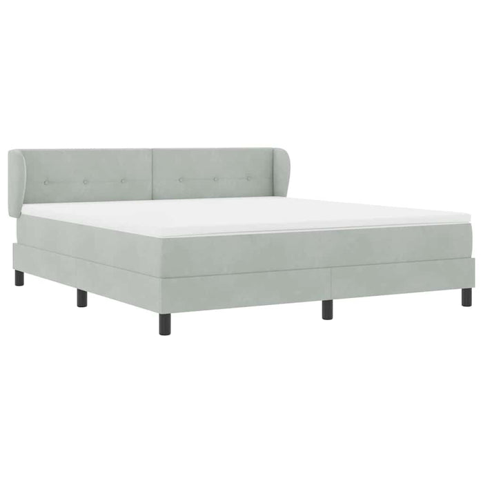 Pat cu arcuri cu saltea Gri deschis 180 x 200 cm Catifea - WALTI WALTI