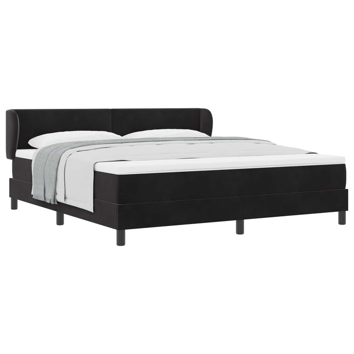 Pat cu arcuri cu saltea cu headboard Negru 180 x 200 cm Catifea - WALTI WALTI