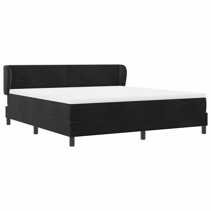 Pat cu arcuri cu saltea cu headboard Negru 180 x 200 cm Catifea - WALTI WALTI