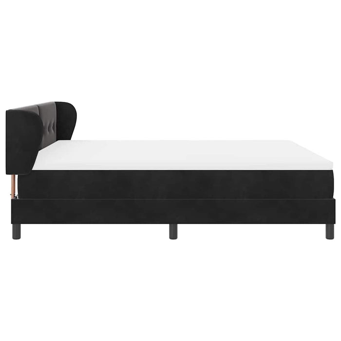 Pat cu arcuri cu saltea cu headboard Negru 180 x 200 cm Catifea - WALTI WALTI