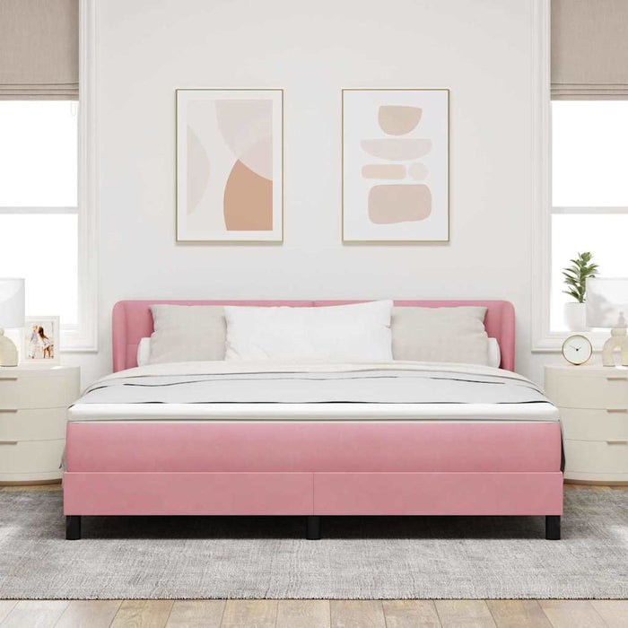 Pat cu arcuri cu saltea cu headboard Roz 180 x 200 cm Catifea - WALTI WALTI