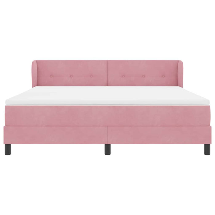 Pat cu arcuri cu saltea cu headboard Roz 180 x 200 cm Catifea - WALTI WALTI