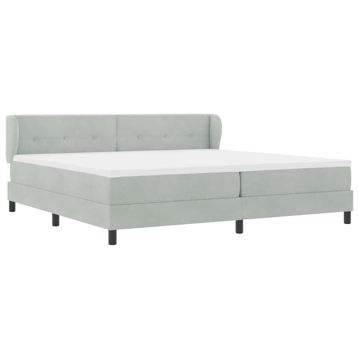 Pat cu arcuri cu saltea Gri deschis 200 x 200 cm Catifea - WALTI WALTI
