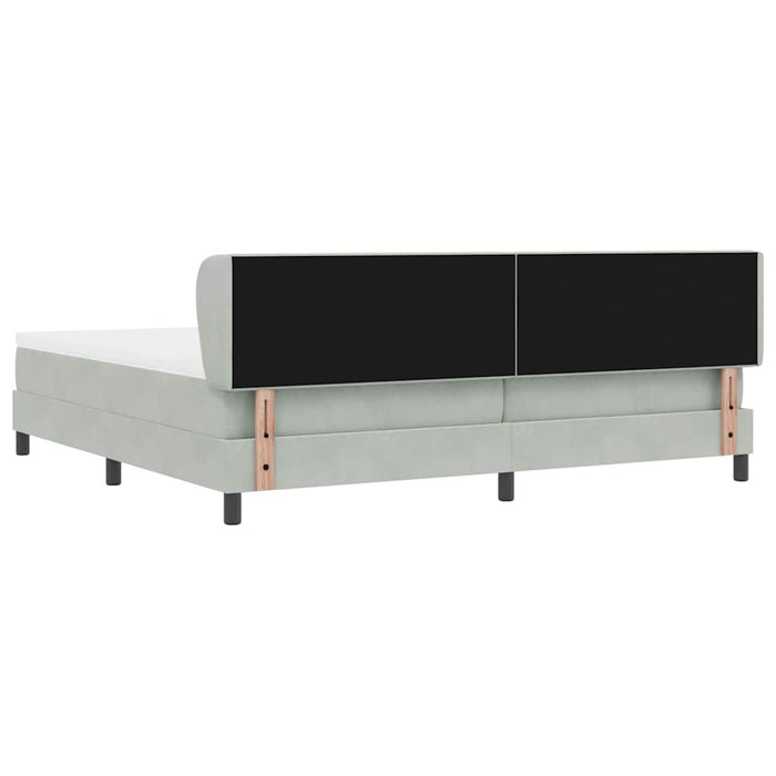 Pat cu arcuri cu saltea Gri deschis 200 x 200 cm Catifea - WALTI WALTI