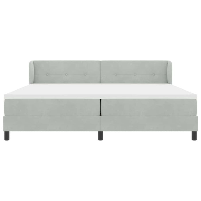 Pat cu arcuri cu saltea Gri deschis 200 x 200 cm Catifea - WALTI WALTI