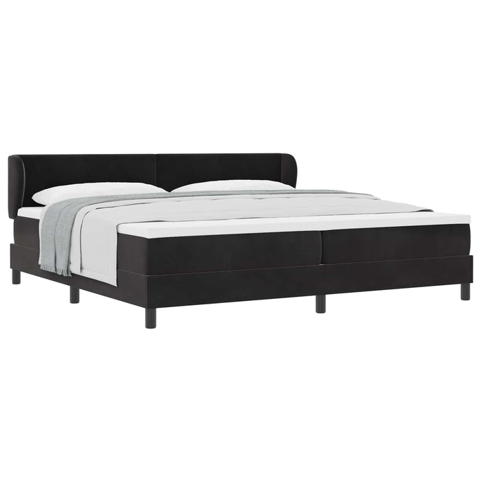 Pat cu arcuri cu saltea cu headboard Negru 200 x 200 cm Catifea - WALTI WALTI