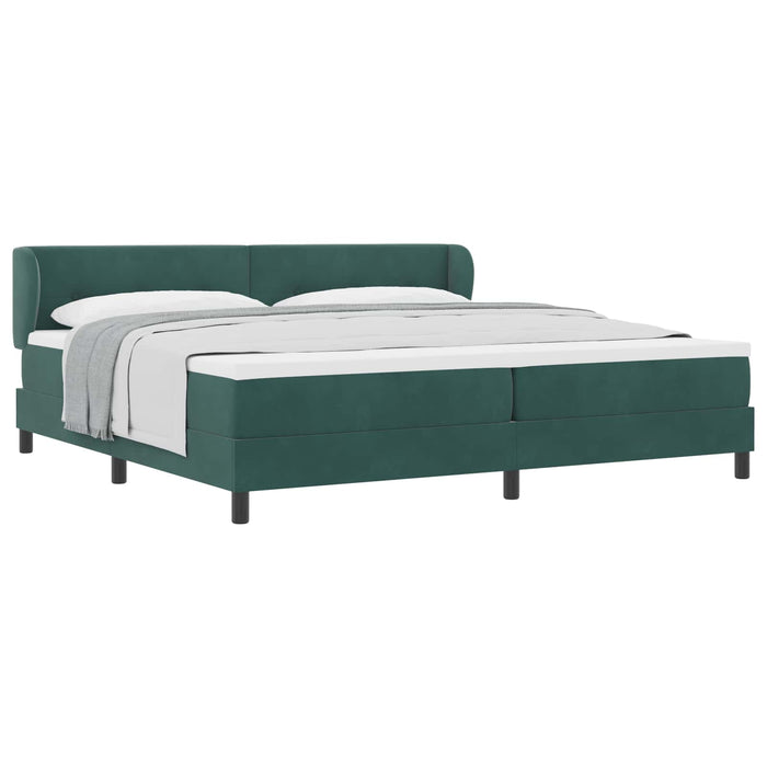 Pat cu arcuri cu headboard Verde închis 200 x 200 cm Catifea - WALTI WALTI
