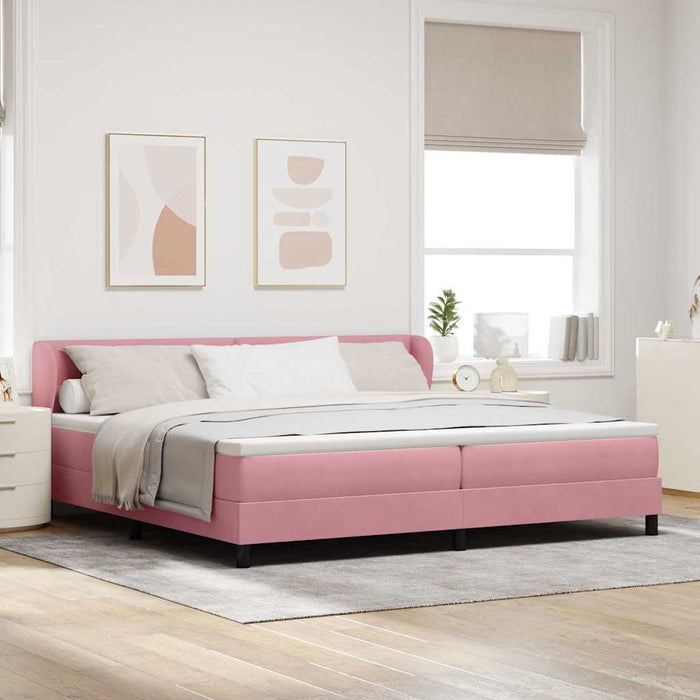 Pat cu arcuri cu saltea cu headboard Roz 200 x 200 cm Catifea - WALTI WALTI