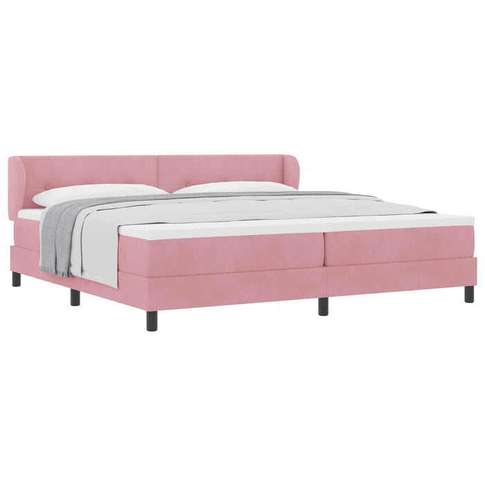 Pat cu arcuri cu saltea cu headboard Roz 200 x 200 cm Catifea - WALTI WALTI