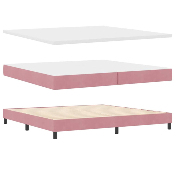 Pat cu arcuri cu saltea cu headboard Roz 200 x 200 cm Catifea - WALTI WALTI