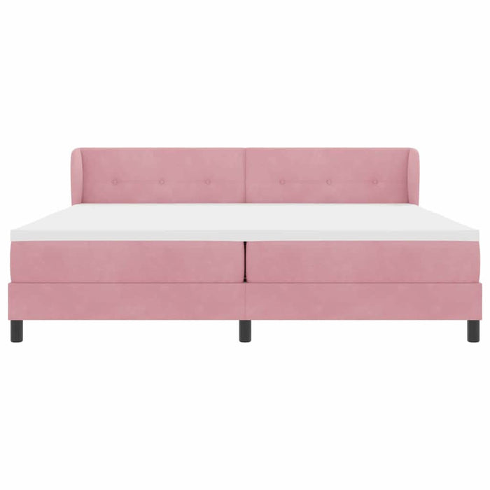 Pat cu arcuri cu saltea cu headboard Roz 200 x 200 cm Catifea - WALTI WALTI