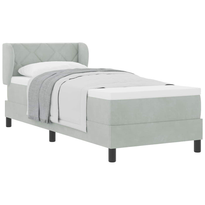 Pat cu arcuri cu saltea Gri deschis 80 x 200 cm Catifea - WALTI WALTI