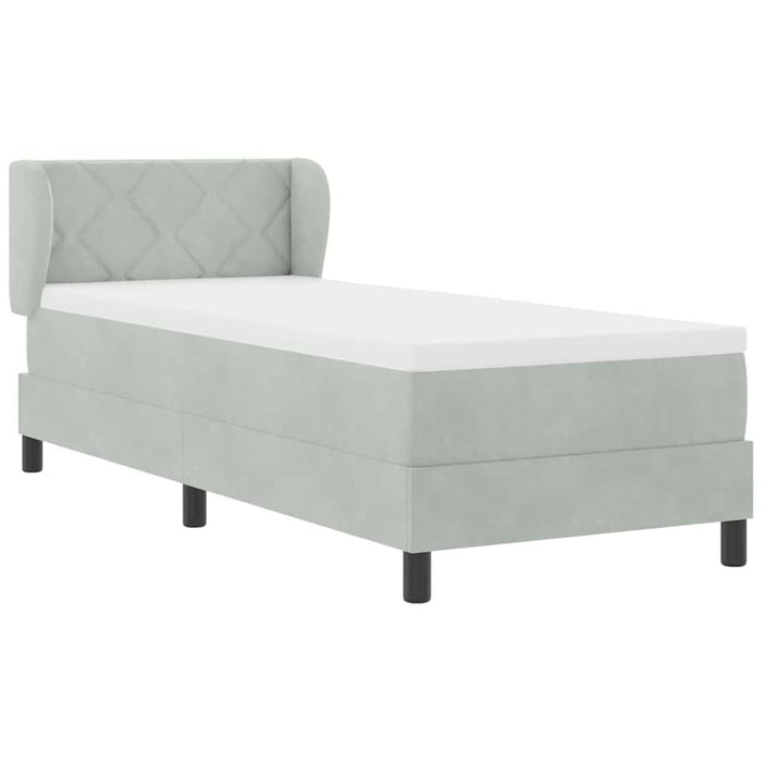 Pat cu arcuri cu saltea Gri deschis 80 x 200 cm Catifea - WALTI WALTI