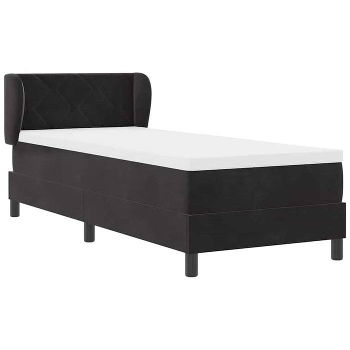 Pat cu arcuri cu saltea cu headboard Negru 80 x 200 cm Catifea - WALTI WALTI