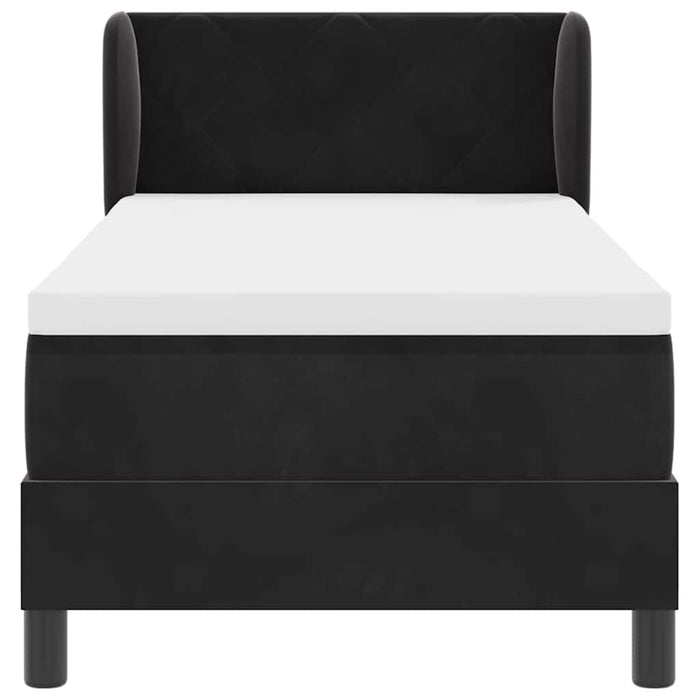 Pat cu arcuri cu saltea cu headboard Negru 80 x 200 cm Catifea - WALTI WALTI