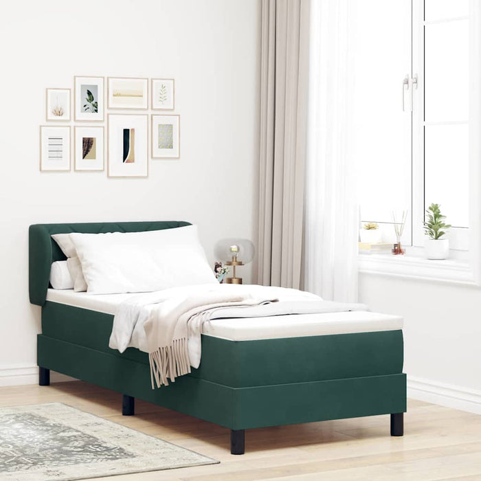Pat cu arcuri cu headboard Verde închis 80 x 200 cm Catifea - WALTI WALTI