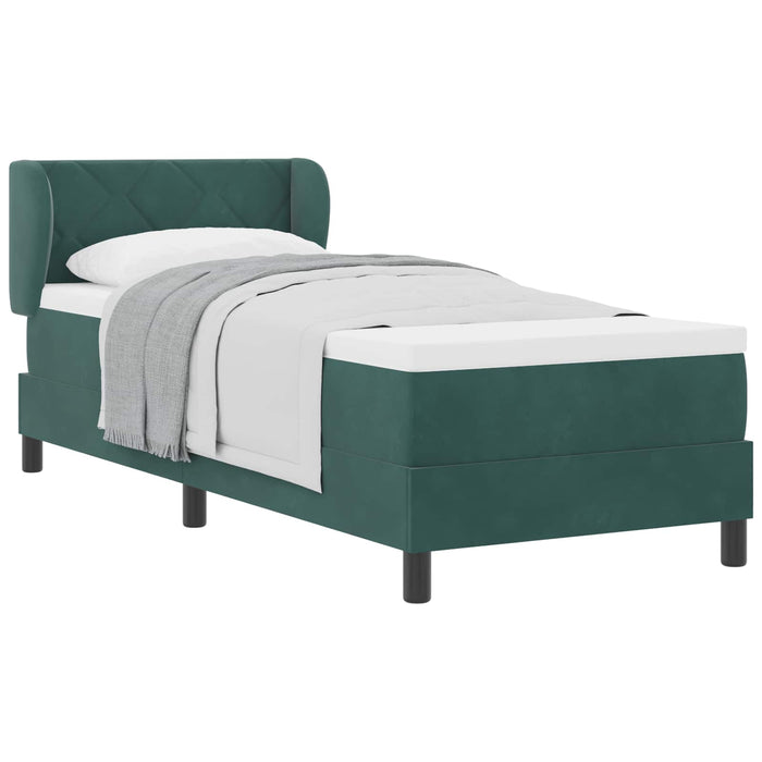 Pat cu arcuri cu headboard Verde închis 80 x 200 cm Catifea - WALTI WALTI