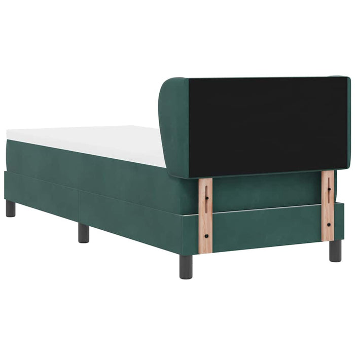 Pat cu arcuri cu headboard Verde închis 80 x 200 cm Catifea - WALTI WALTI