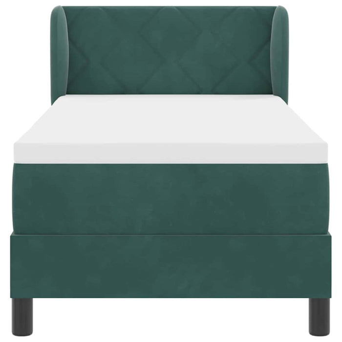 Pat cu arcuri cu headboard Verde închis 80 x 200 cm Catifea - WALTI WALTI