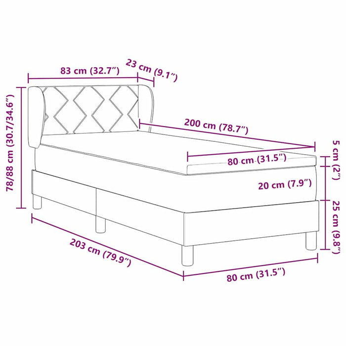Pat cu arcuri cu headboard Verde închis 80 x 200 cm Catifea WALTI
