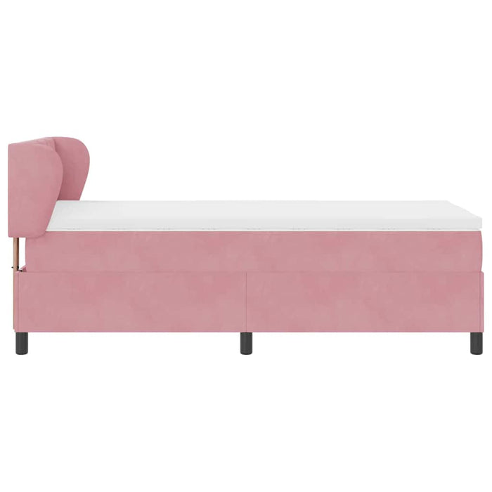 Pat cu arcuri cu headboard Roz 90 x 190 cm Catifea WALTI
