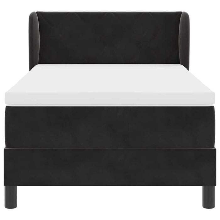 Pat cu arcuri cu saltea cu headboard Negru 90 x 200 cm Catifea - WALTI WALTI