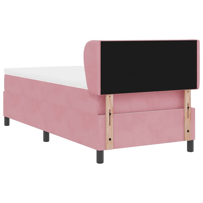 Pat cu arcuri cu headboard Roz 90 x 200 cm Catifea WALTI