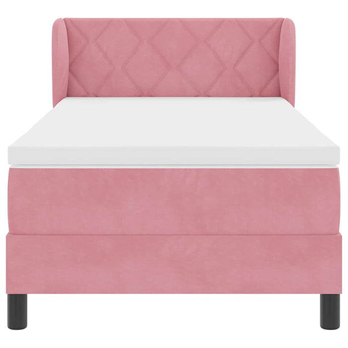 Pat cu arcuri cu headboard Roz 90 x 200 cm Catifea WALTI