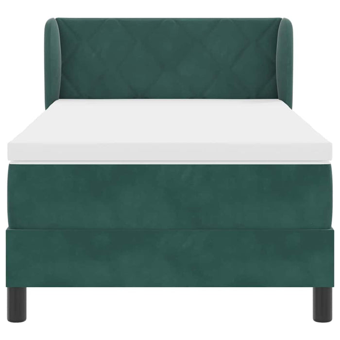 Pat cu arcuri cu headboard Verde închis 100 x 200 cm Catifea WALTI