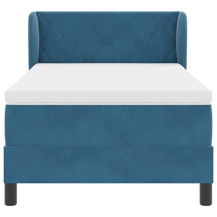 Pat cu arcuri cu headboard Albastru închis 100 x 200 cm Catifea WALTI