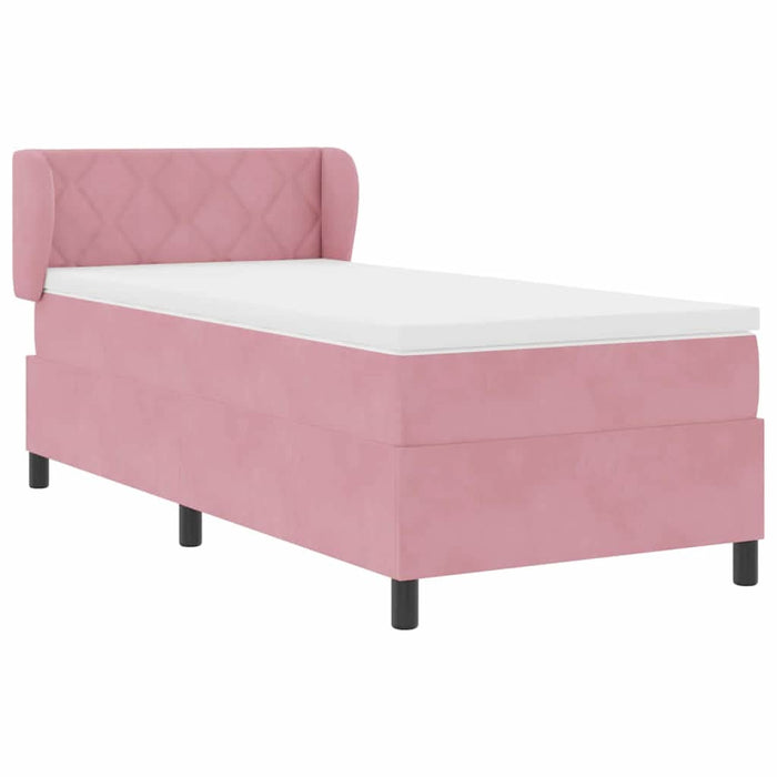 Pat cu arcuri cu pernă cu headboard Roz 100 x 200 cm Catifea WALTI