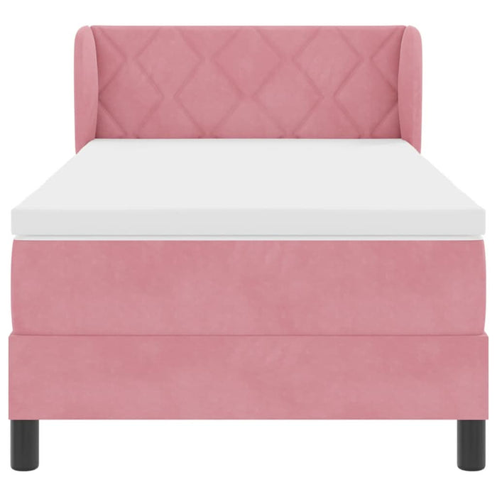Pat cu arcuri cu pernă cu headboard Roz 100 x 200 cm Catifea WALTI