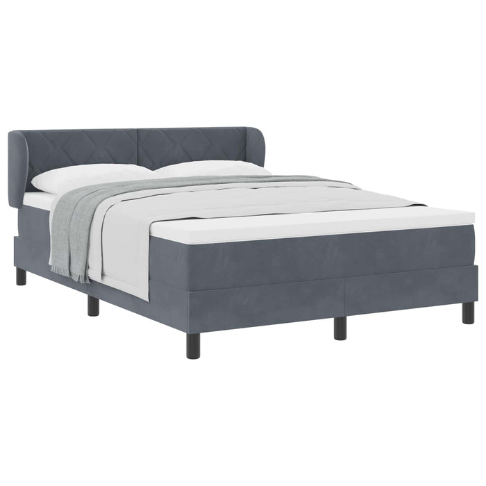Pat cu arcuri cu headboard Gri închis 140 x 190 cm Catifea WALTI
