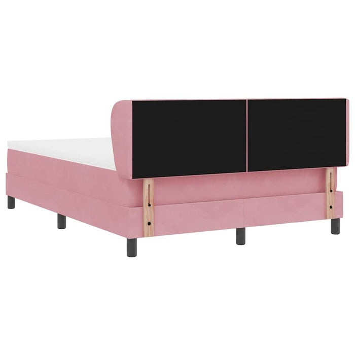 Pat cu arcuri cu headboard Roz 140 x 200 cm Catifea WALTI