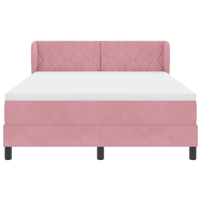 Pat cu arcuri cu headboard Roz 140 x 200 cm Catifea WALTI