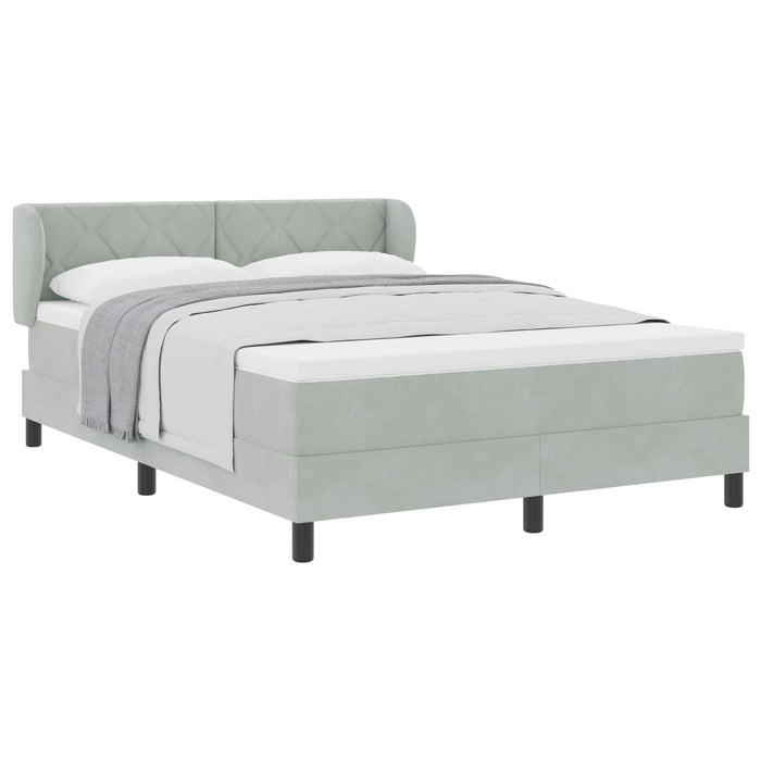 Pat cu arcuri cu headboard Gri deschis 160 x 200 cm Catifea WALTI