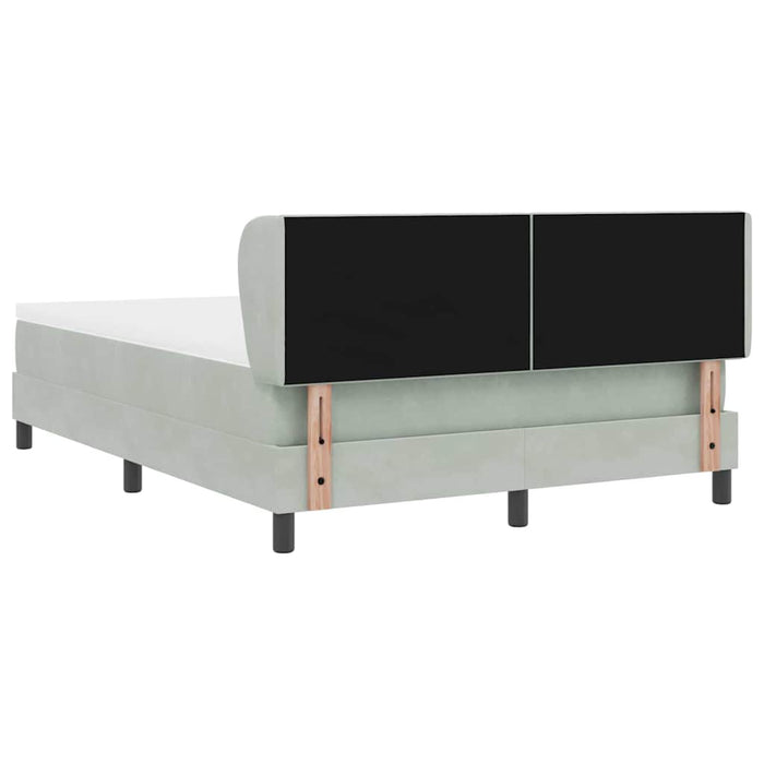 Pat cu arcuri cu headboard Gri deschis 160 x 200 cm Catifea WALTI