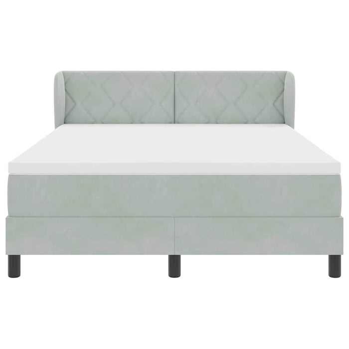 Pat cu arcuri cu headboard Gri deschis 160 x 200 cm Catifea WALTI