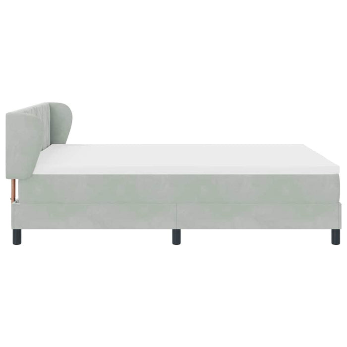 Pat cu arcuri cu headboard Gri deschis 160 x 200 cm Catifea WALTI